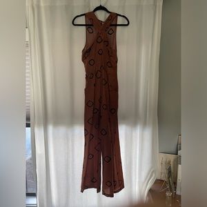 Anthropologie Eve Franco Rust Brown Orange Patterned Jumpsuit